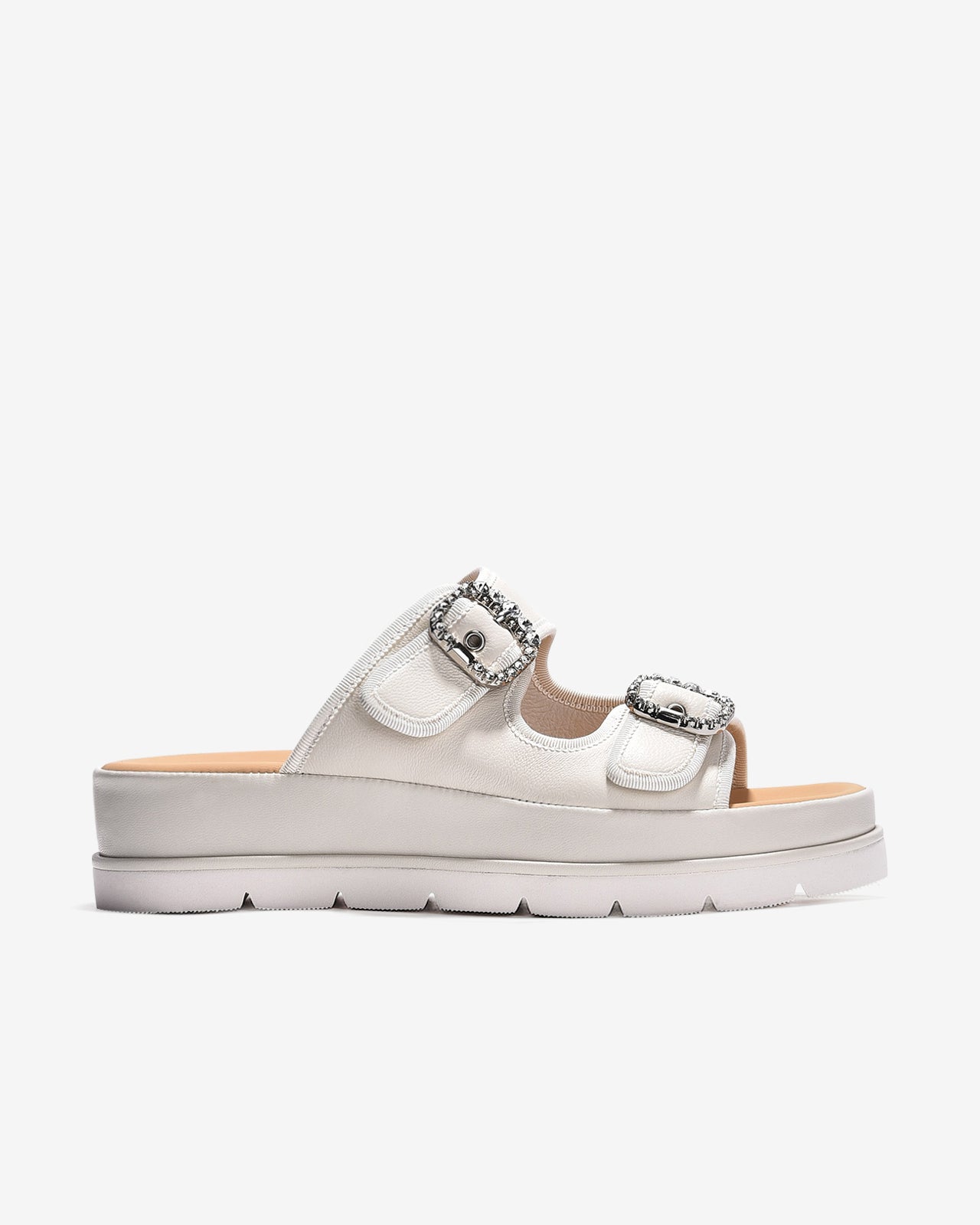 Dép Nữ Zuciani Đế 5cm Khóa Đá-DCM19-Trắng Color2First