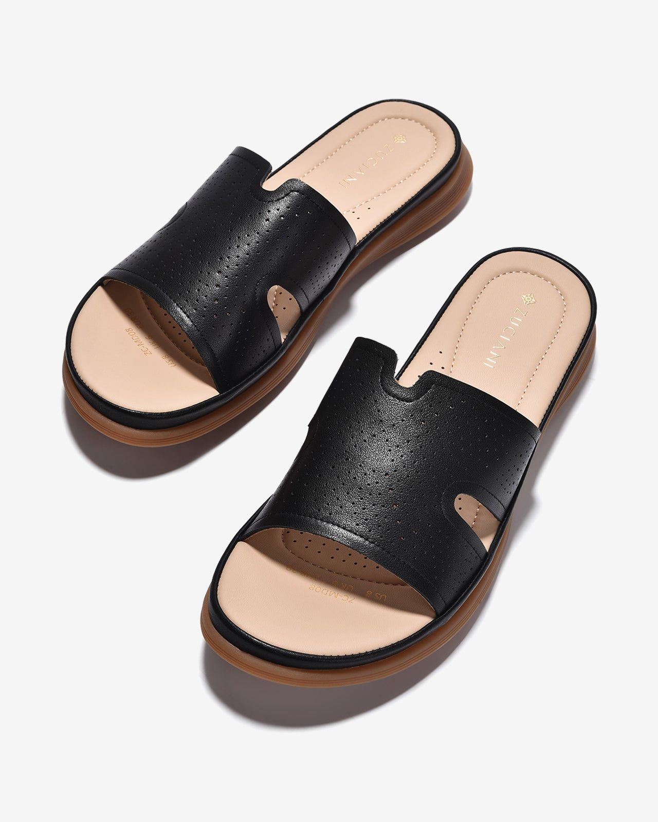 Dép Nữ Zuciani Quai Bản Lớn Đục Lỗ-DMD08Đen Color1