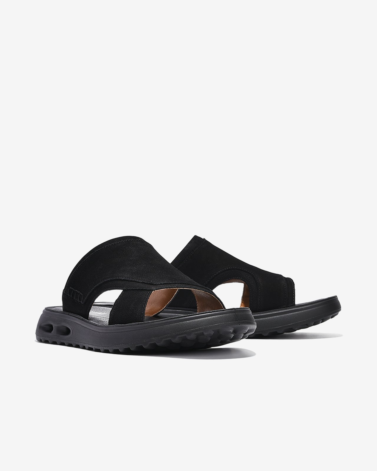 Dép Nam Zuciani Quai Ngang Vân Da Mờ-DCF65-Đen Color1