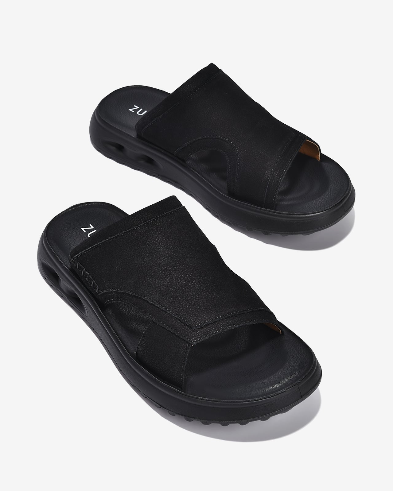 Dép Nam Zuciani Quai Ngang Vân Da Mờ-DCF65-Đen Color1