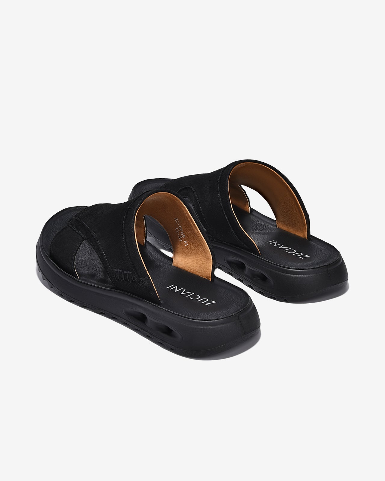 Dép Nam Zuciani Quai Ngang Vân Da Mờ-DCF65-Đen Color2