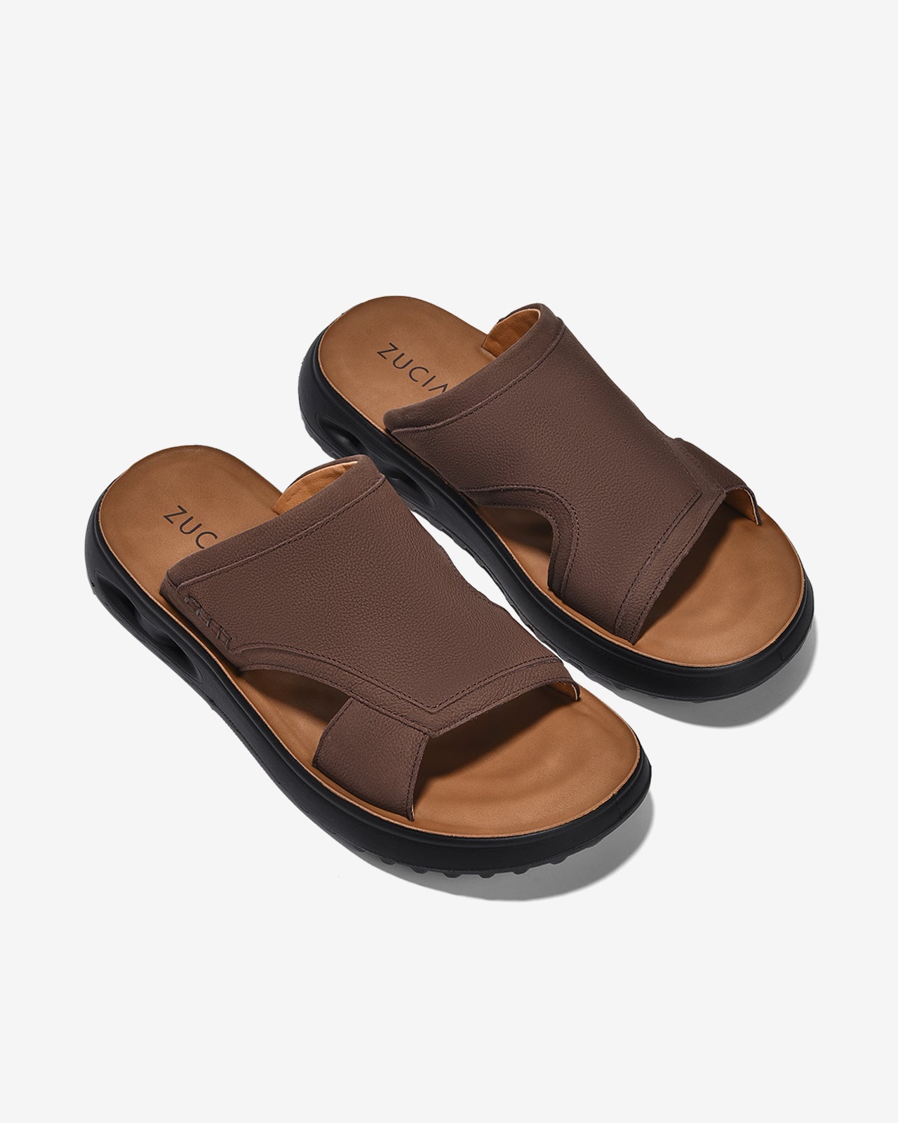Dép Nam Zuciani Quai Ngang Vân Da Mờ-DCF65-Nâu Color2