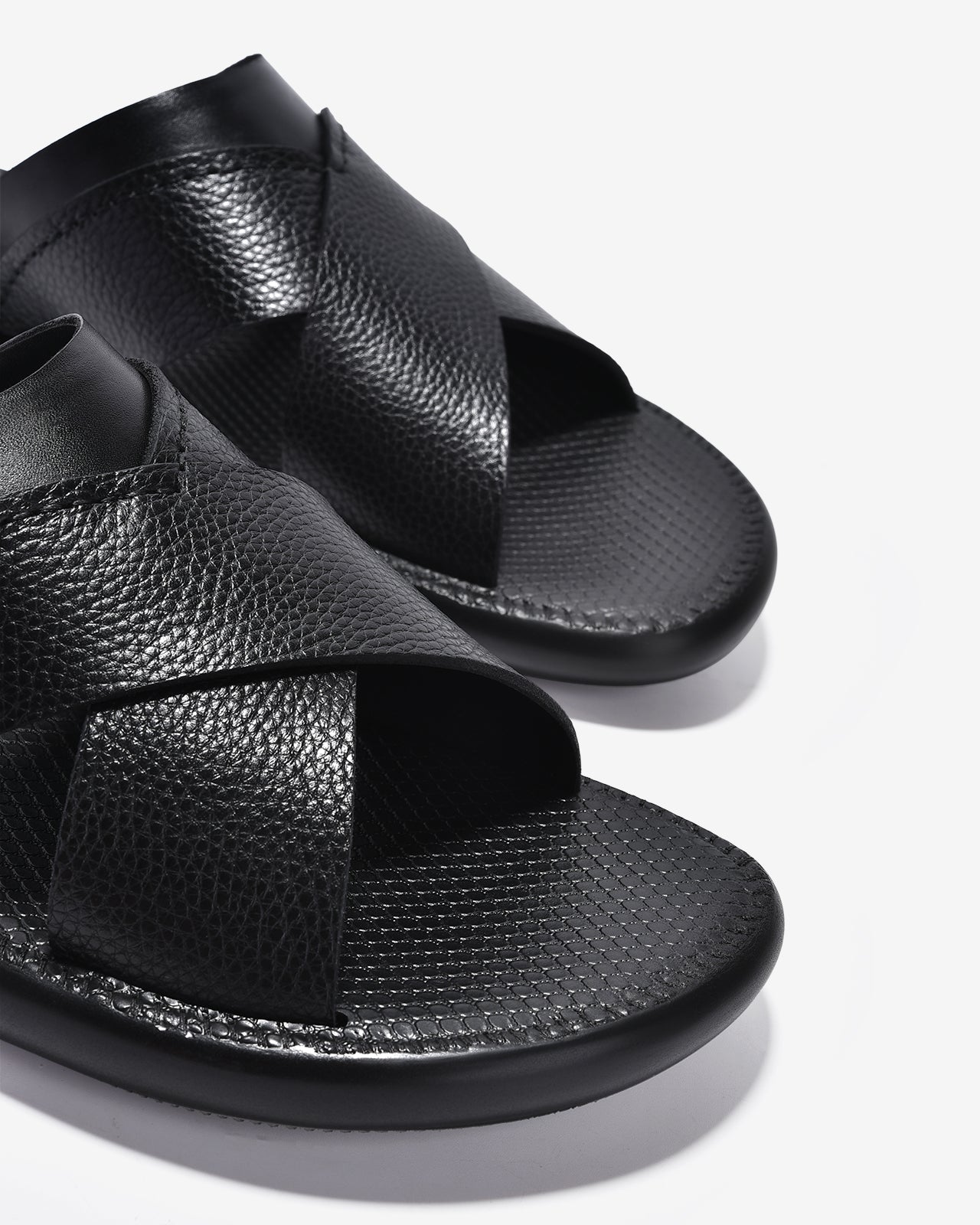 Dép Nam Zuciani Quai Chéo Viền Nổi-DRW13-Đen Color2