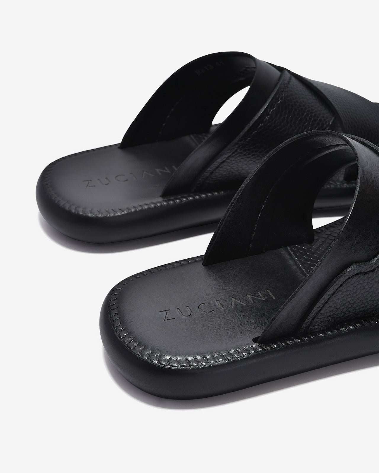 Dép Nam Zuciani Quai Chéo Viền Nổi-DRW13-Đen Color1