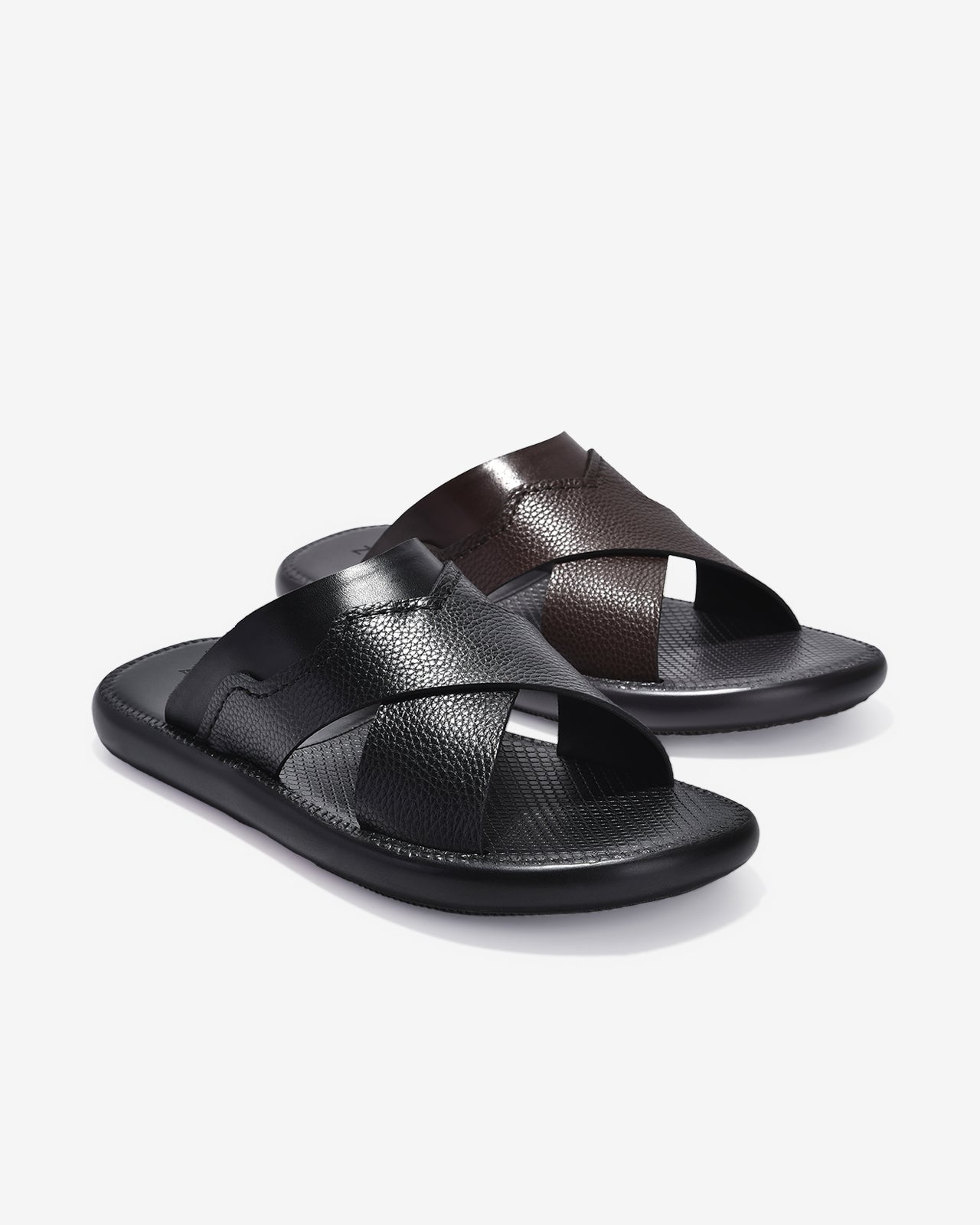 Dép Nam Zuciani Quai Chéo Viền Nổi-DRW13-Đen Color2