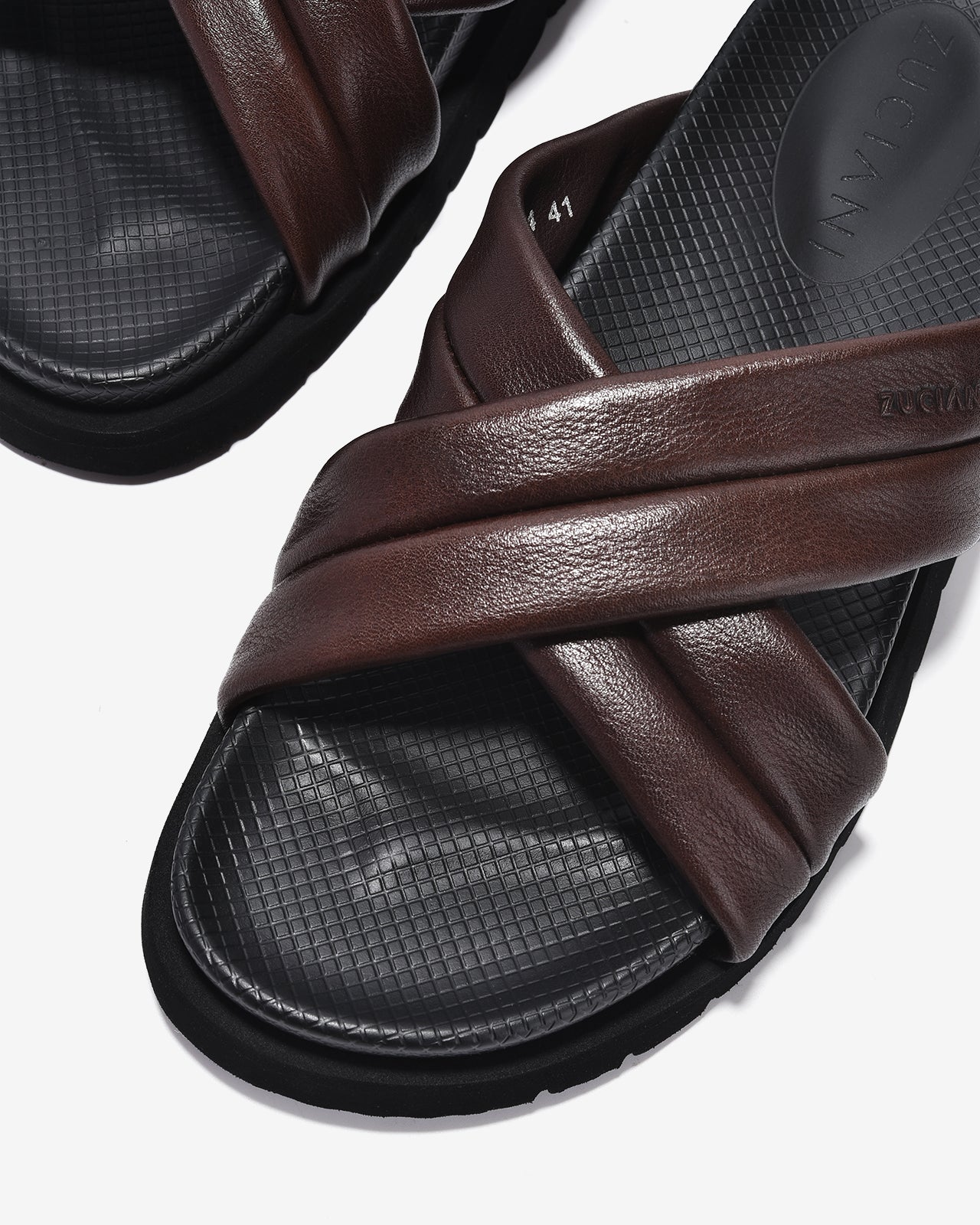 Dép Nam Zuciani Quai Chéo Viền-DRW14Nâu Color2