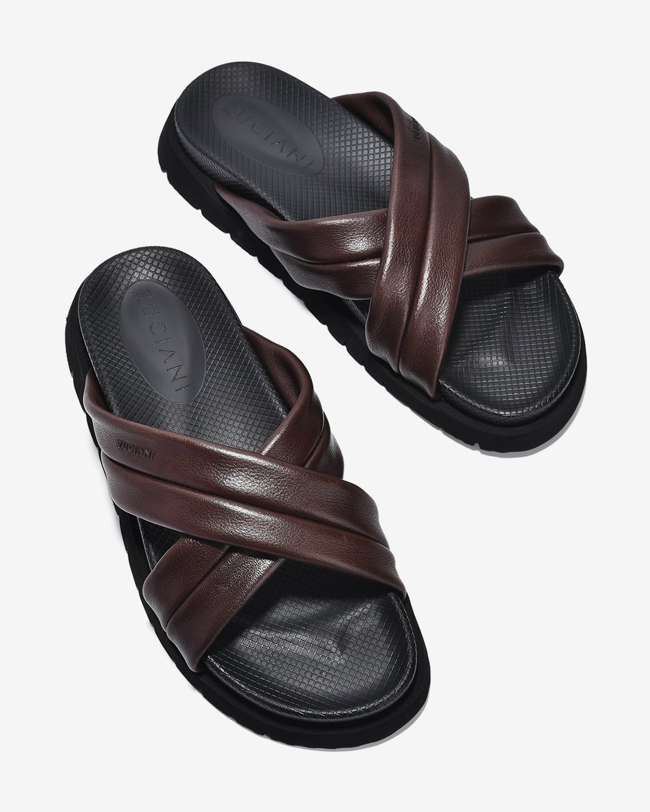 Dép Nam Zuciani Quai Chéo Viền-DRW14Nâu Color1