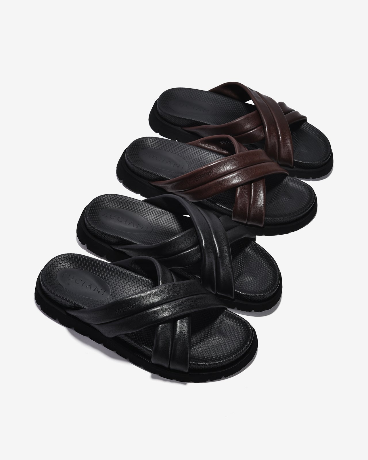 Dép Nam Zuciani Quai Chéo Viền-DRW14Nâu Color2