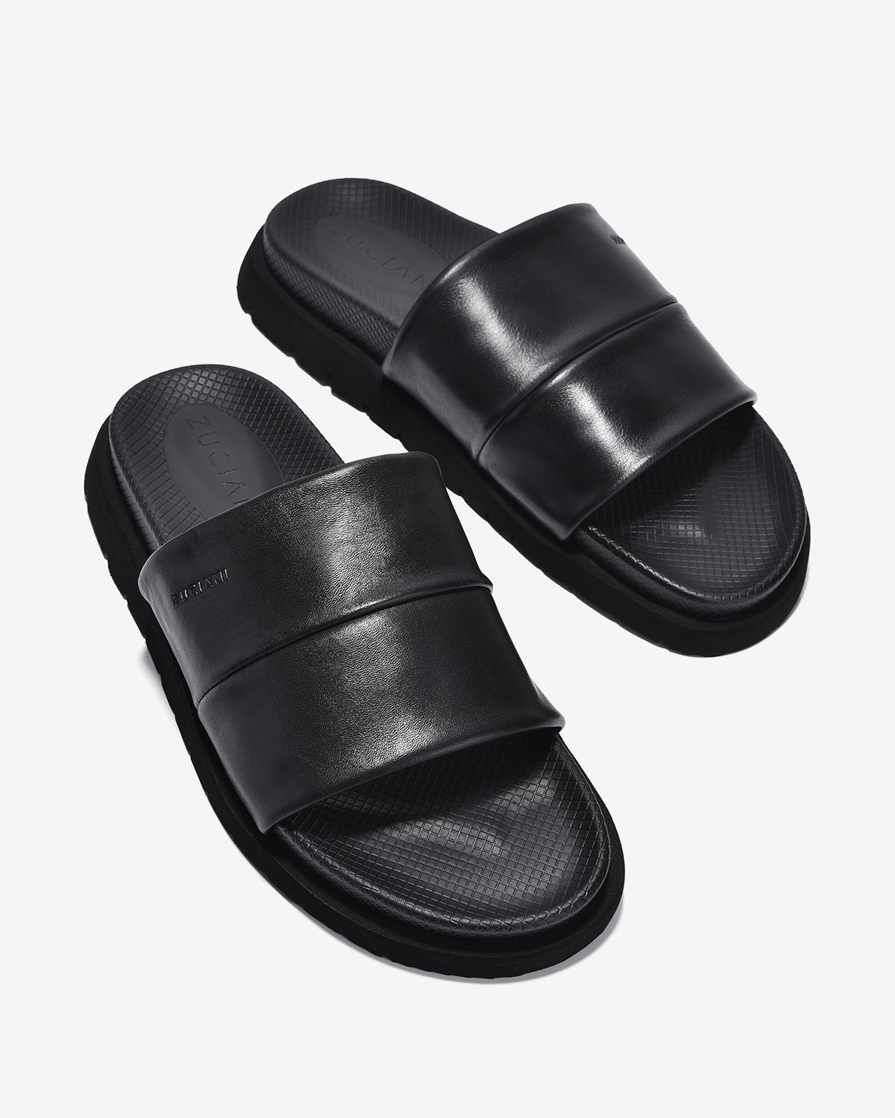 Dép Nam Zuciani Quai Ngang Khắc Logo-DRW15-Đen Color1