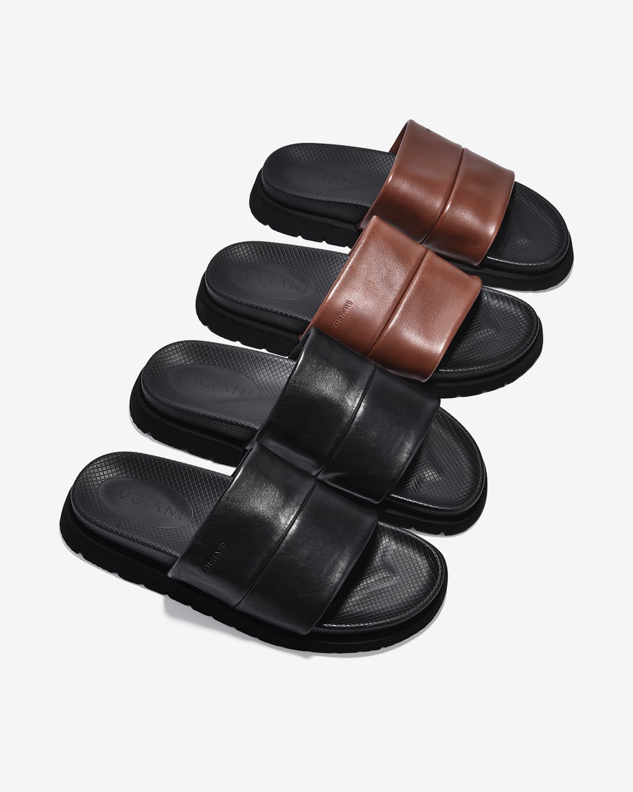 Dép Nam Zuciani Quai Ngang Khắc Logo-DRW15-Đen Color1