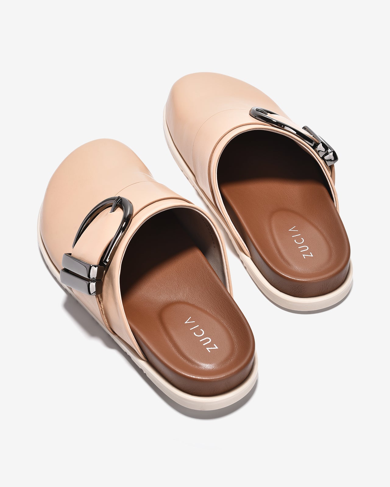 Dép Sapo Zucia Mũi Bo Tròn Khoá Kim Loại-GTHA1-Kem Color1