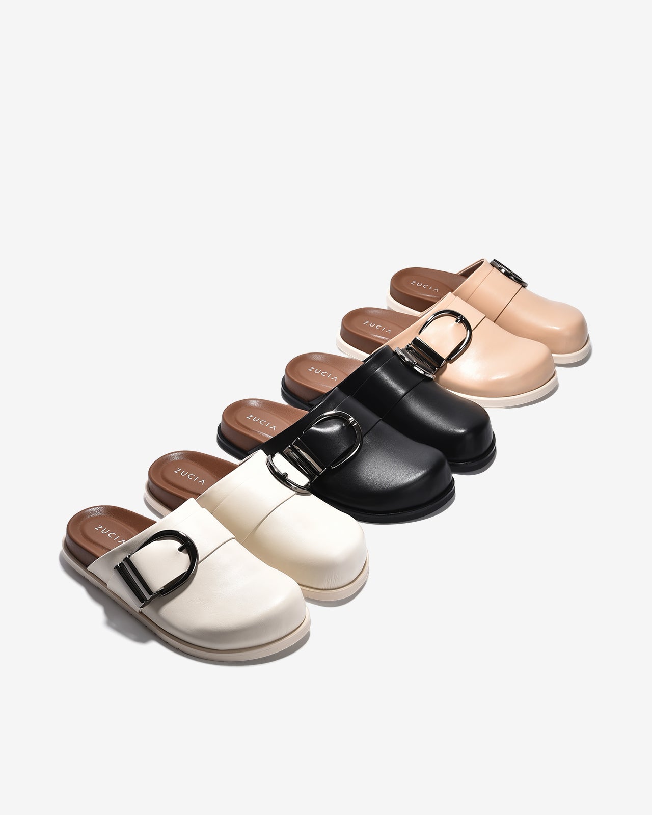 Dép Sapo Zucia Mũi Bo Tròn Khoá Kim Loại-GTHA1-Trắng Color1