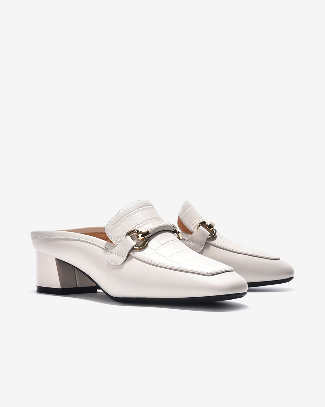 Dép Sapo Nữ Đế 5CM Họa Tiết Mạ Vàng-GCL25-Trắng Color1