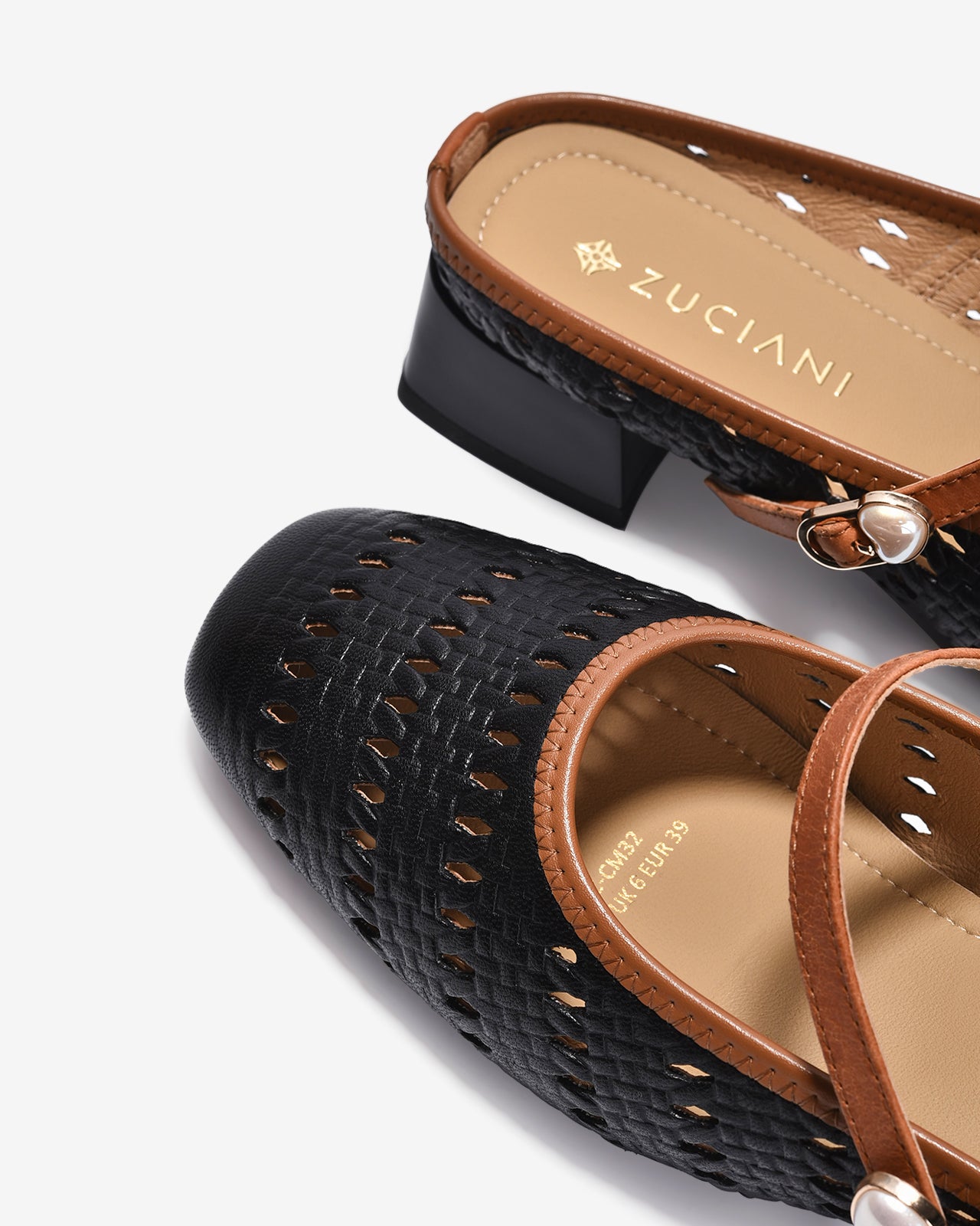 Dép Sapo Nữ Zuciani Quai Mảnh Đan Gót Vuông-GCM32-Đen Color1