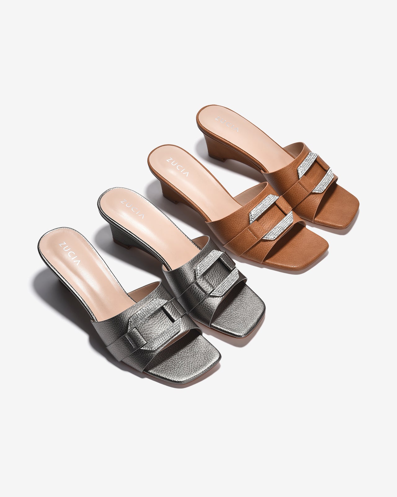 Dép Xuồng Zucia Mũi Vuông Quai Ngang Bản To-DHLK1-Nâu Color1