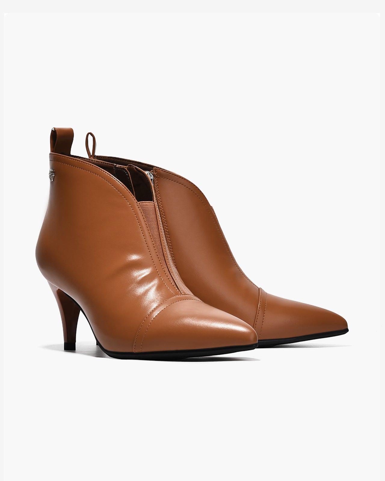 Giày Boot Nữ Zucia Mũi Nhọn Cổ Khoét Phối Thun-GTHB2-Bò Color2