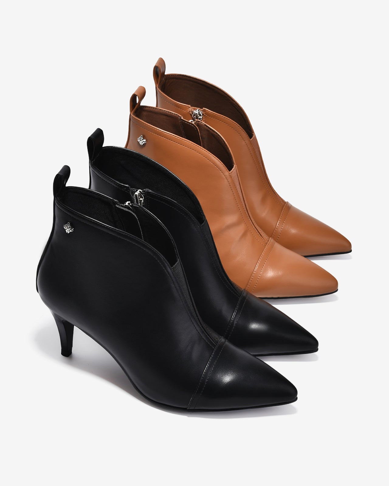 Giày Boot Nữ Zucia Mũi Nhọn Cổ Khoét Phối Thun-GTHB2-Bò Color2