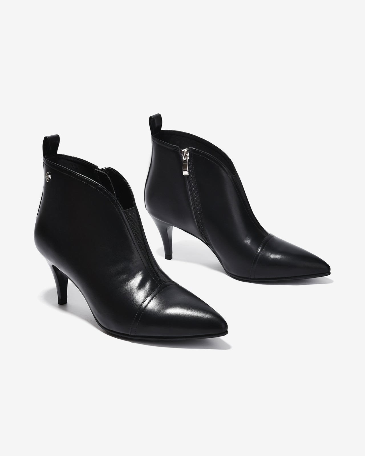 Giày Boot Nữ Zucia Mũi Nhọn Cổ Khoét Phối Thun-GTHB2-Đen Color2