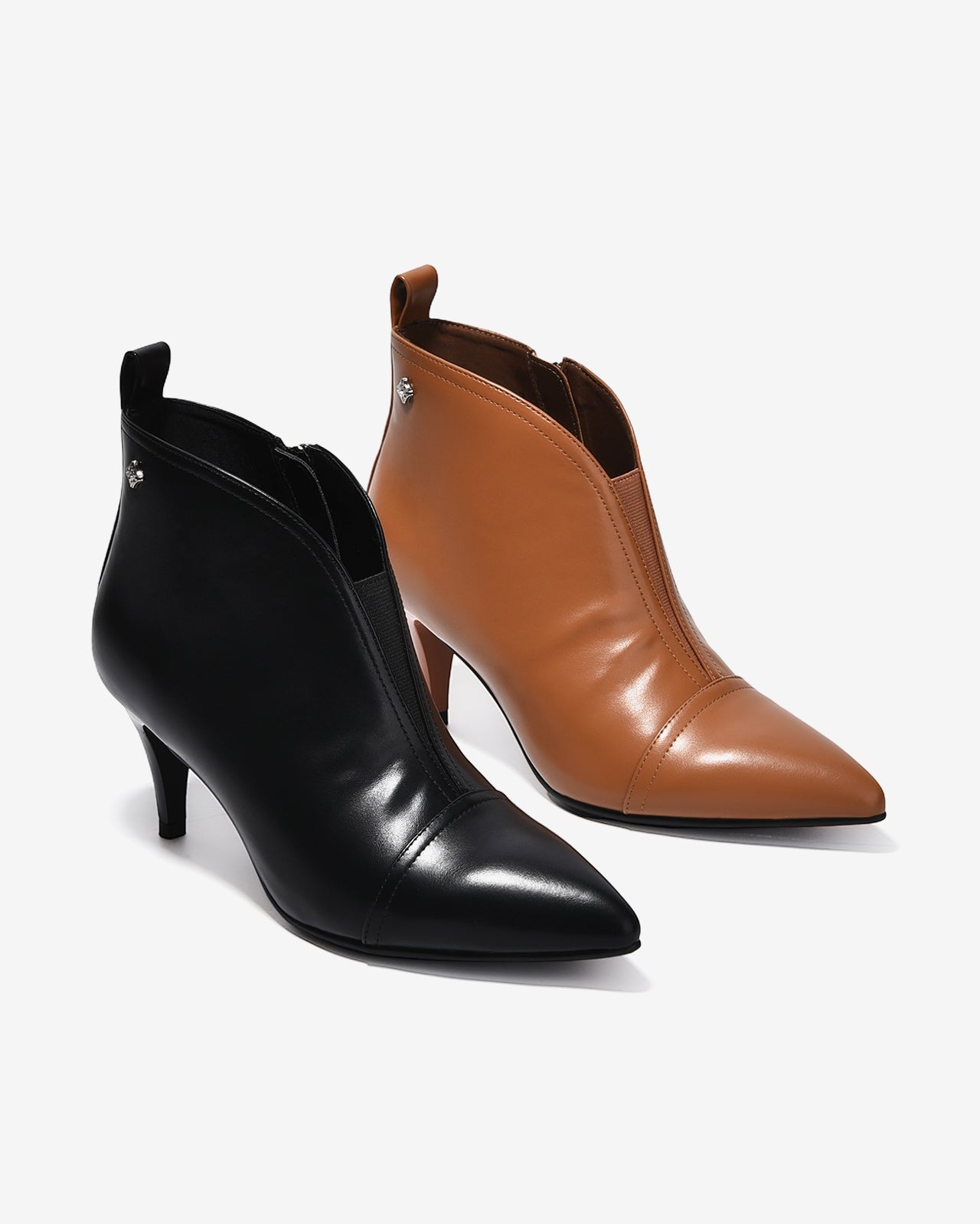 Giày Boot Nữ Zucia Mũi Nhọn Cổ Khoét Phối Thun-GTHB2-Đen Color1