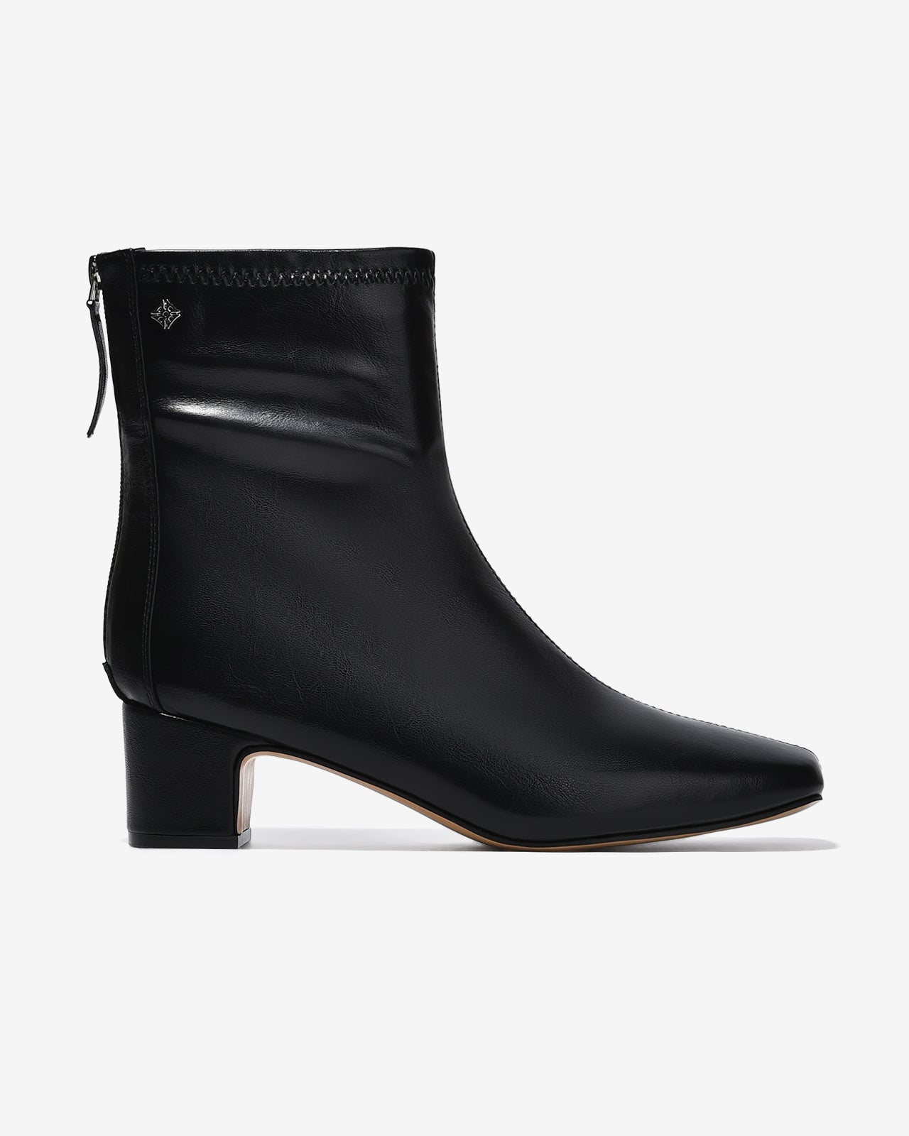 Giày Boot Nữ Zucia Mũi Vuông Chỉ Nổi Đính Logo-GTHB3-Đen Color1First