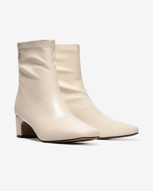 Giày Boot Nữ Zucia Mũi Vuông Chỉ Nổi Đính Logo-GTHB3-Kem Color1