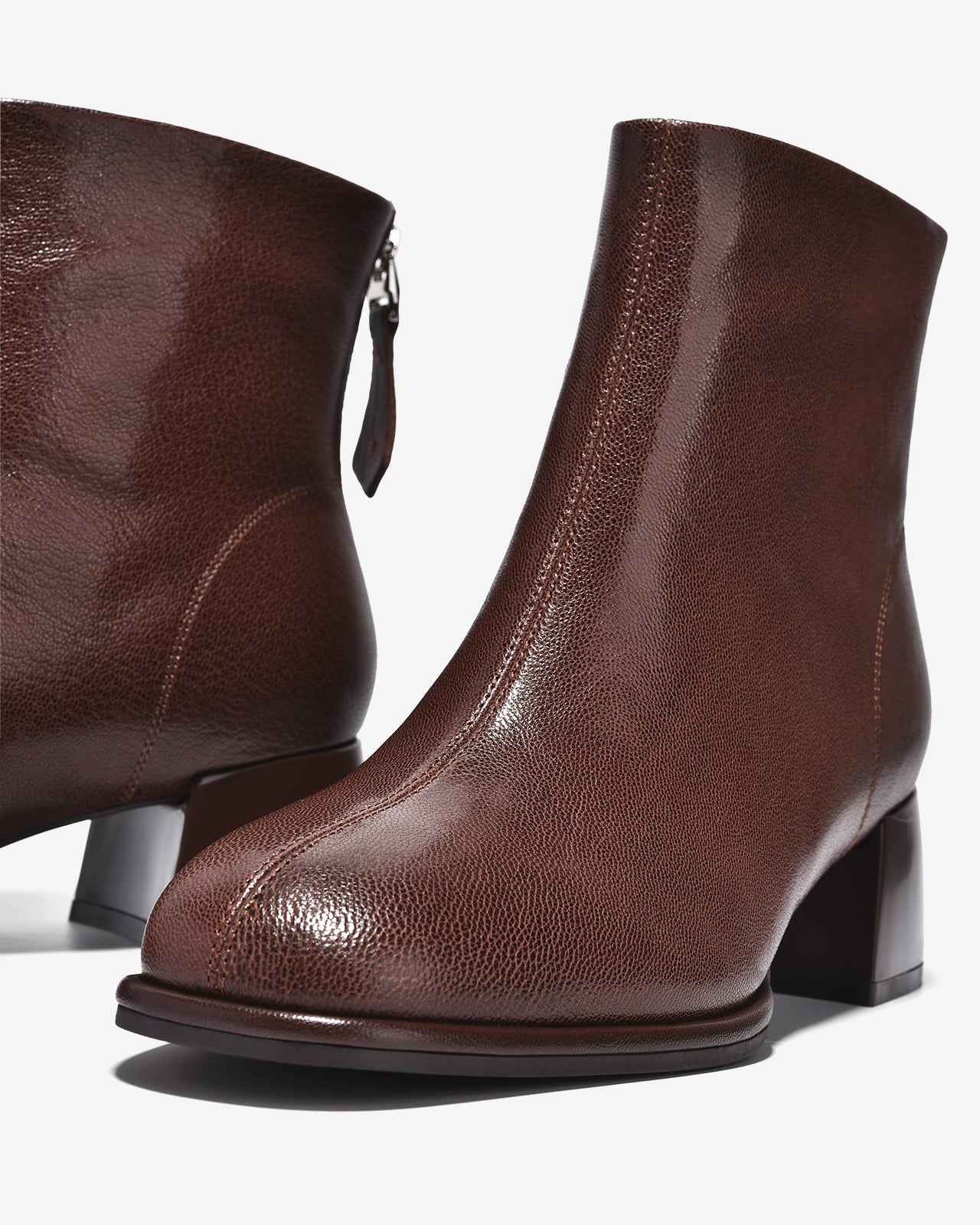 Giày Boot Nữ Zuciani Cổ Cao Vân Da Mờ Tự Nhiên-GCM33-Nâu Color2