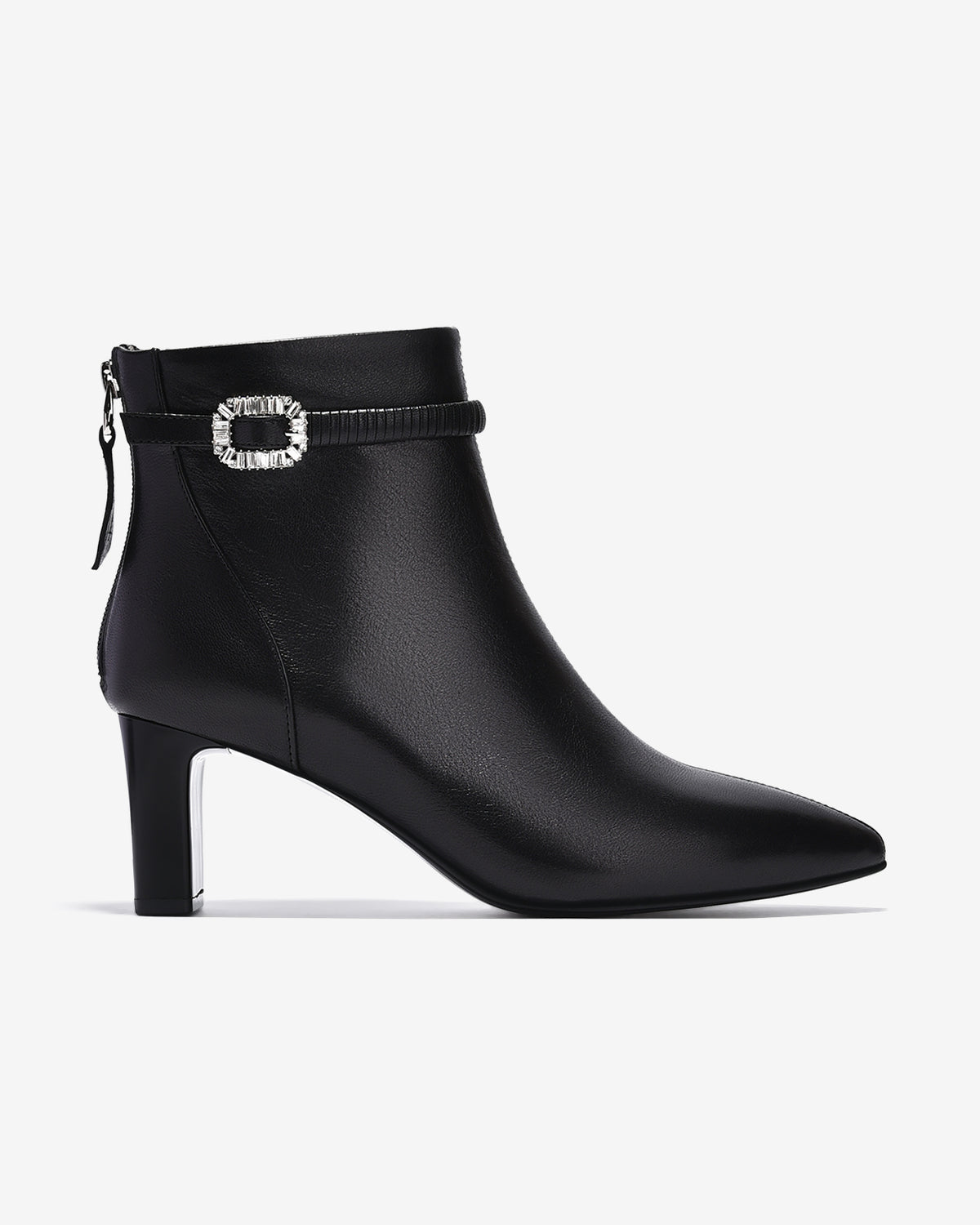 Giày Boot Nữ Zuciani Khóa Kéo Quai Đính Đá-GCM36-Đen Color2First