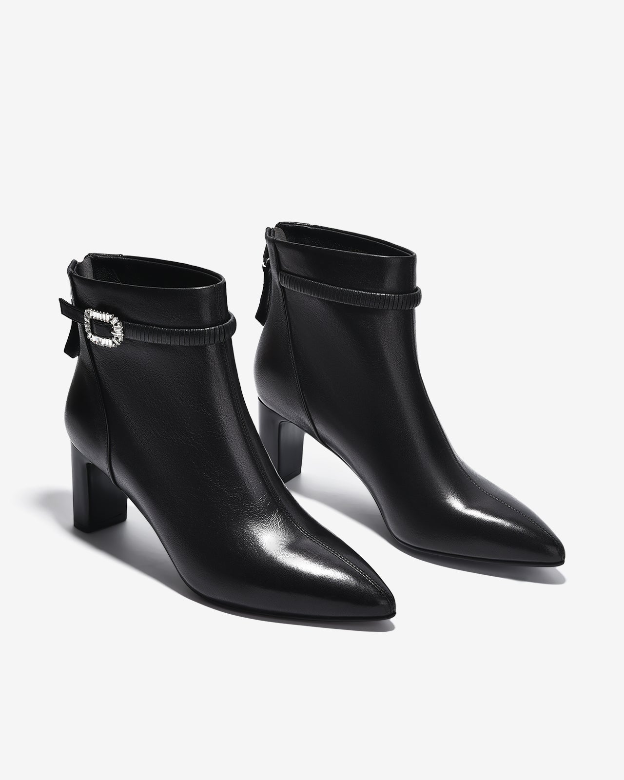 Giày Boot Nữ Zuciani Khóa Kéo Quai Đính Đá-GCM36-Đen Color2