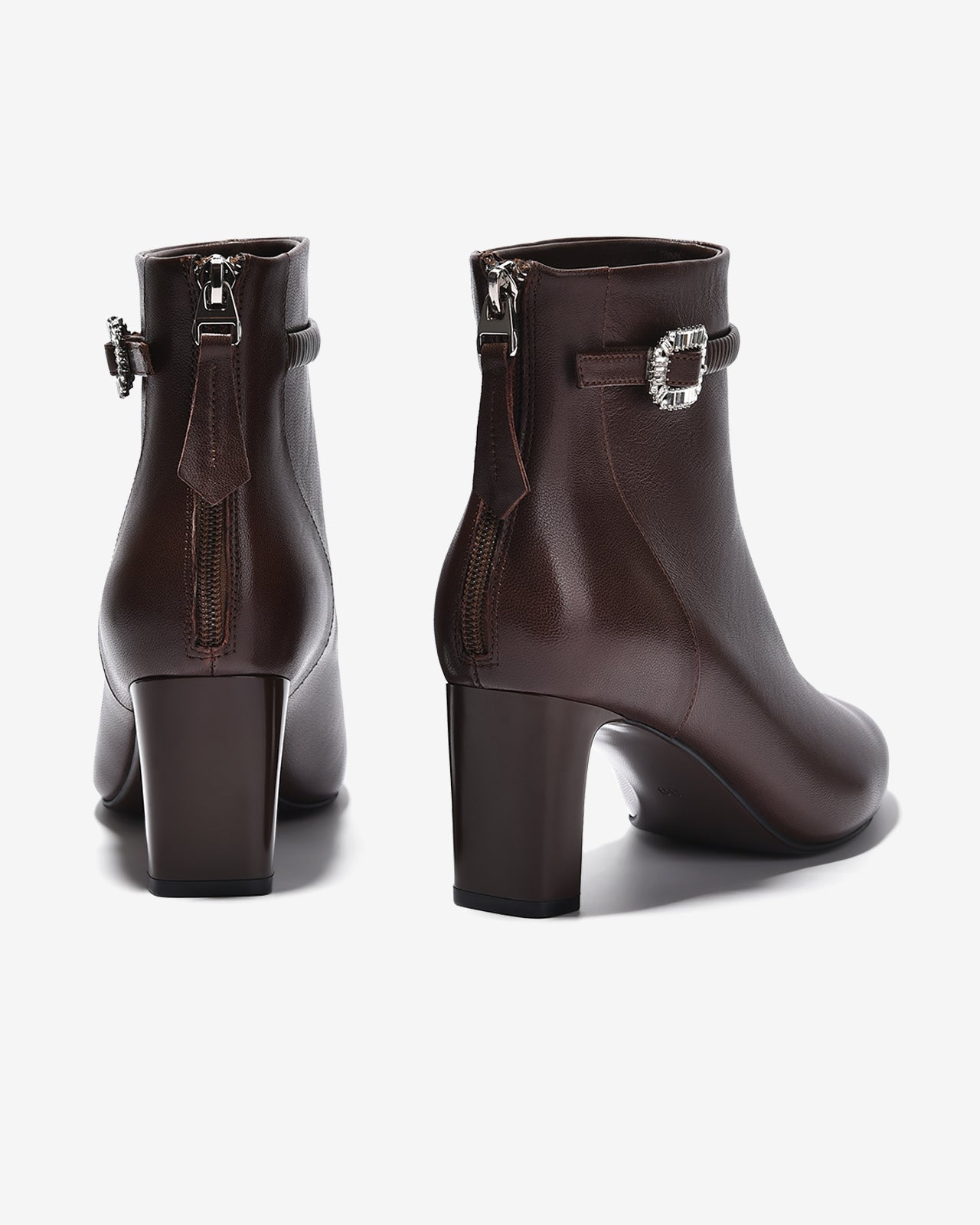 Giày Boot Nữ Zuciani Khóa Kéo Quai Đính Đá-GCM36-Nâu Color2