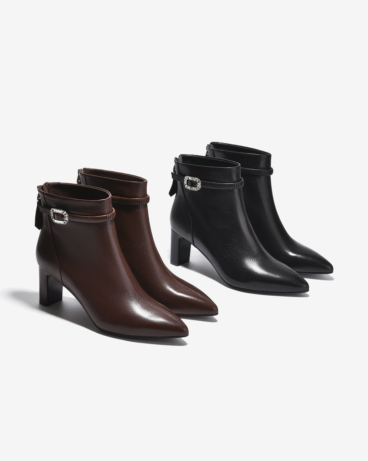 Giày Boot Nữ Zuciani Khóa Kéo Quai Đính Đá-GCM36-Nâu Color2