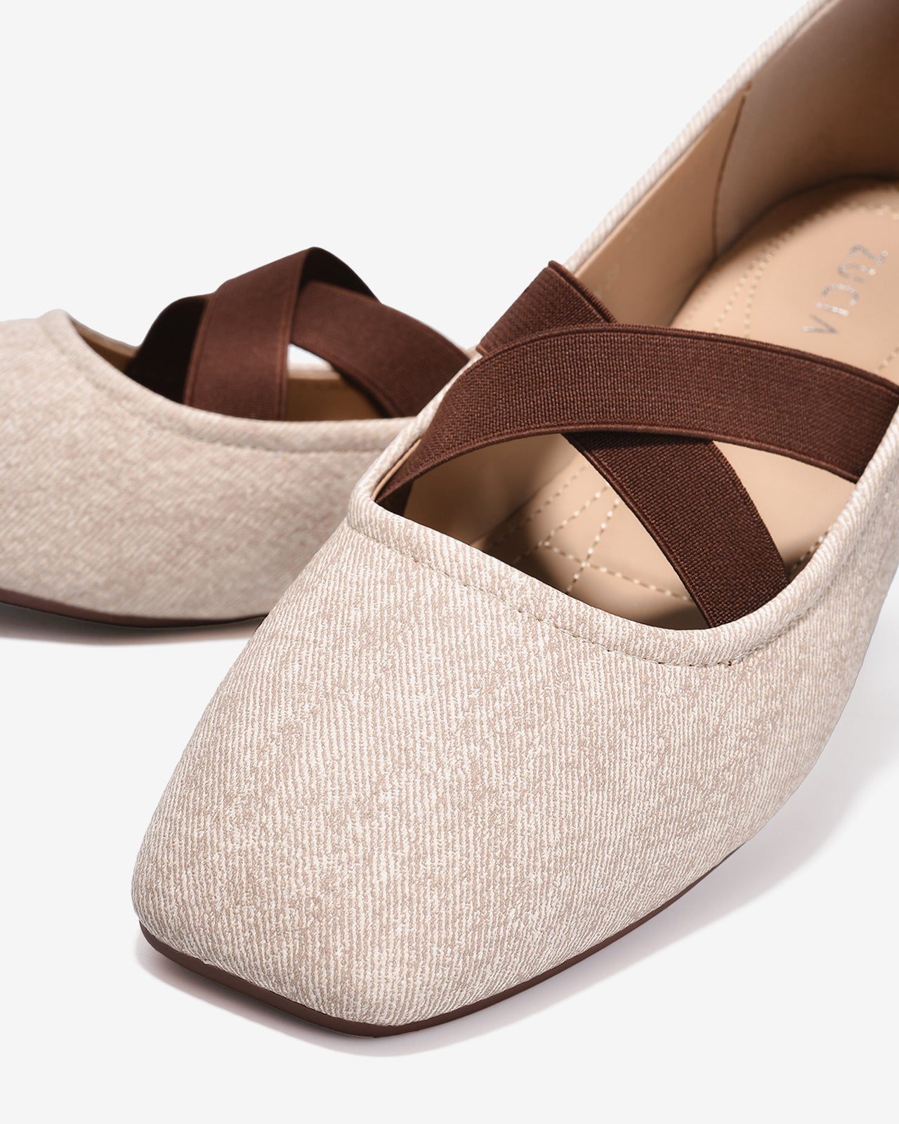 Giày Búp Bê Nữ Zucia Dây Quai Chéo-GHLL1-Kem Color1