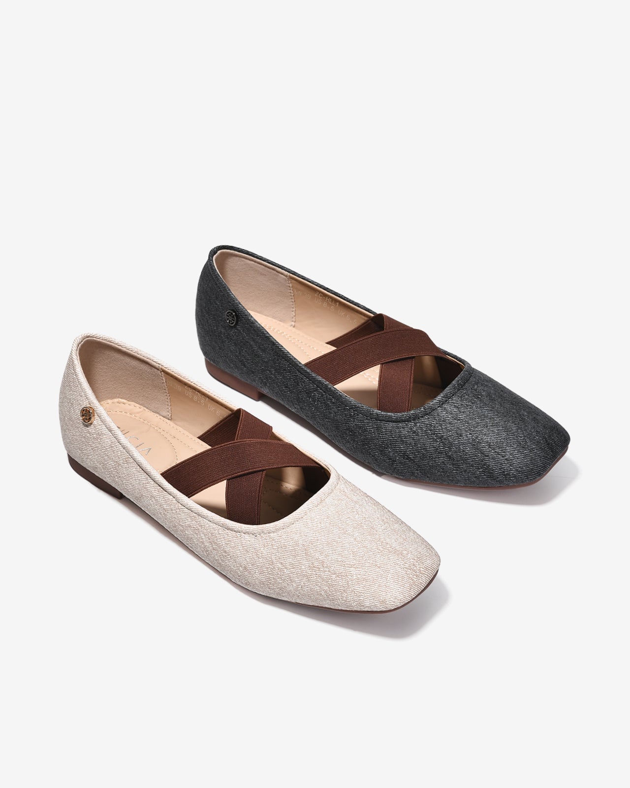 Giày Búp Bê Nữ Zucia Dây Quai Chéo-GHLL1-Kem Color2