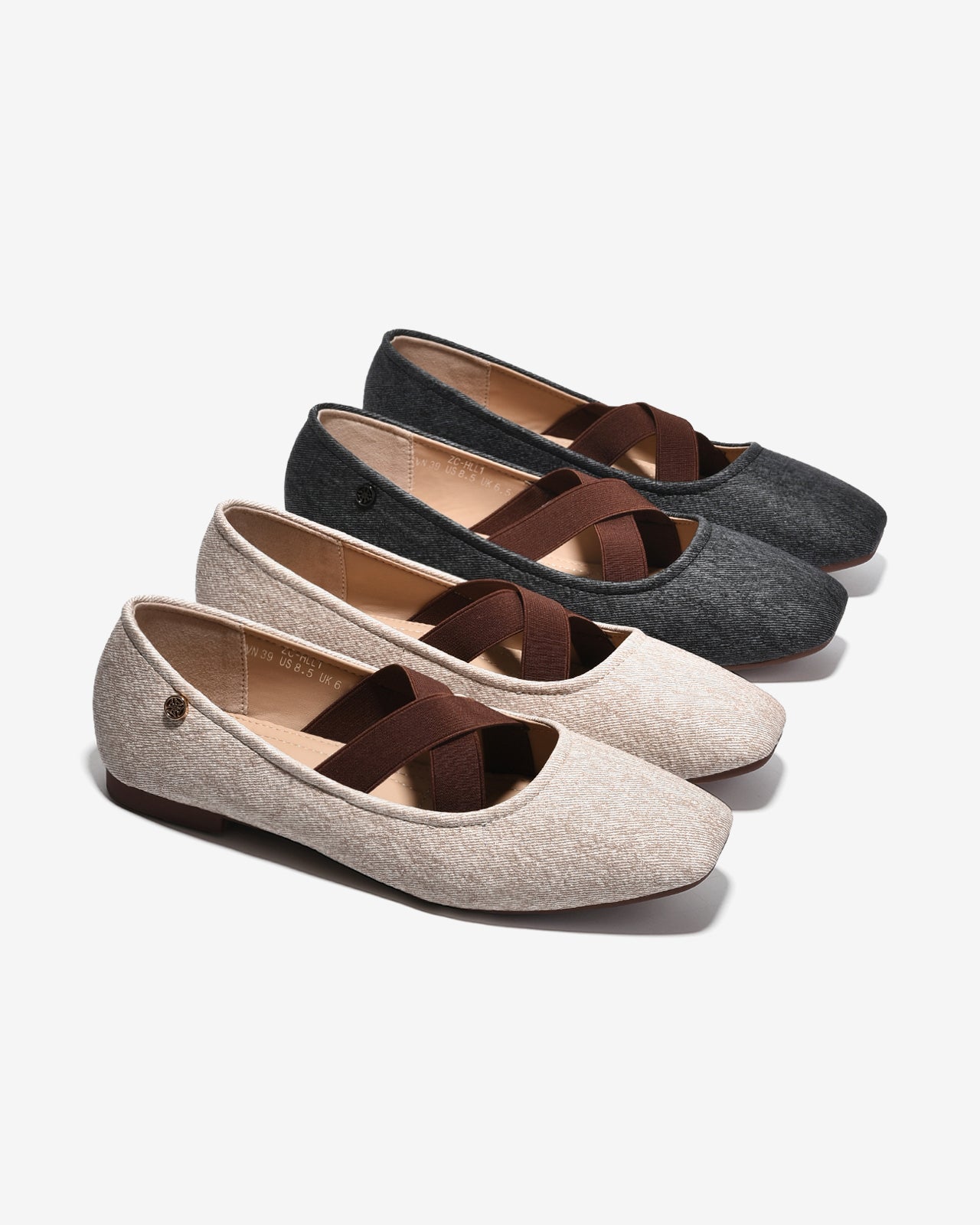 Giày Búp Bê Nữ Zucia Dây Quai Chéo-GHLL1-Xám Color2