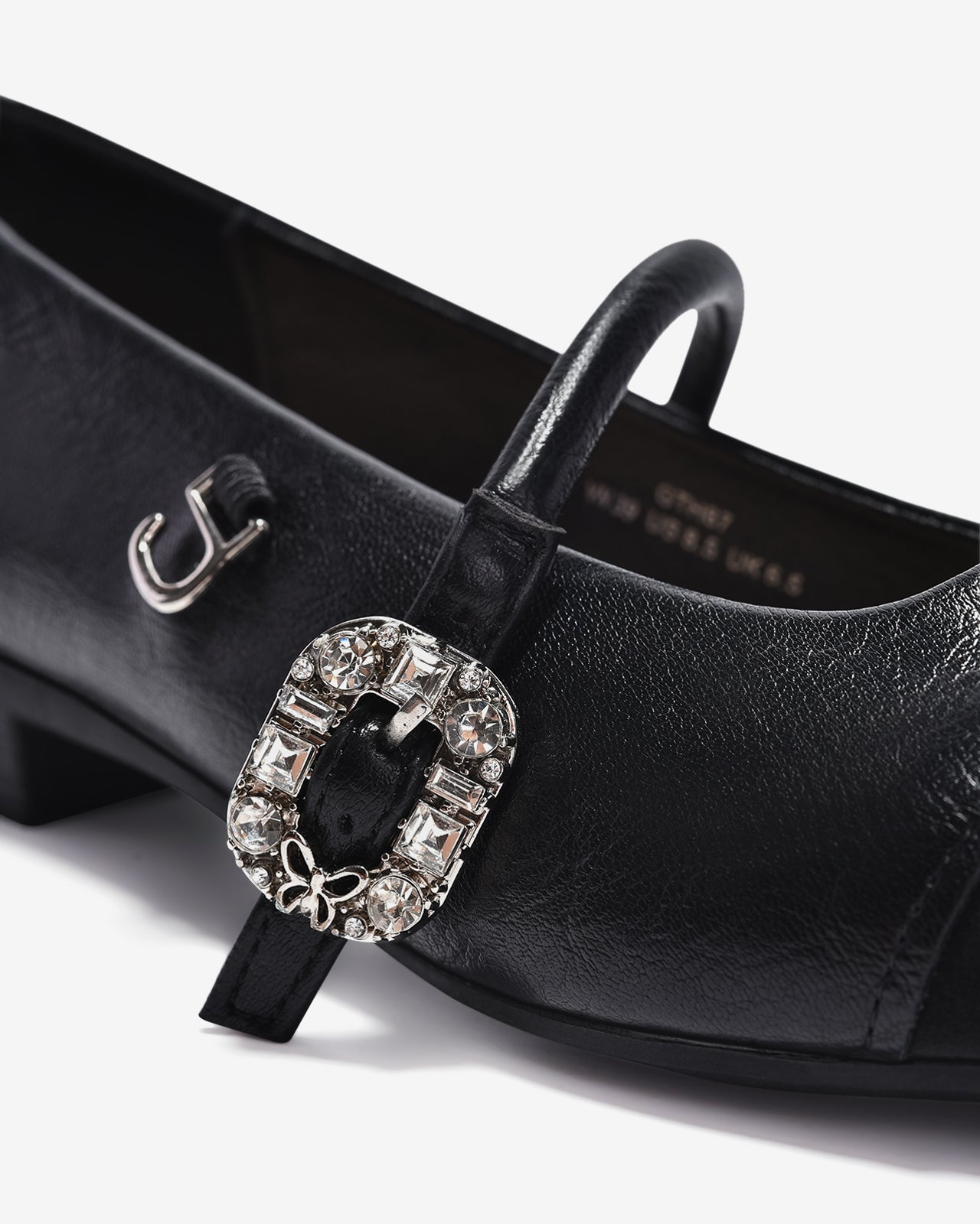 Giày Búp Bê Zucia Mũi Vuông Khóa Đính Đá-GTH87-Đen Color2