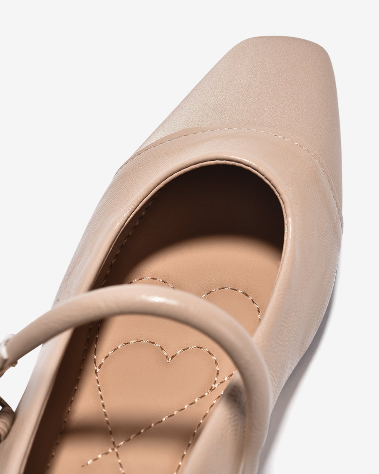 Giày Búp Bê Zucia Mũi Vuông Khóa Đính Đá-GTH87-Kem Color2