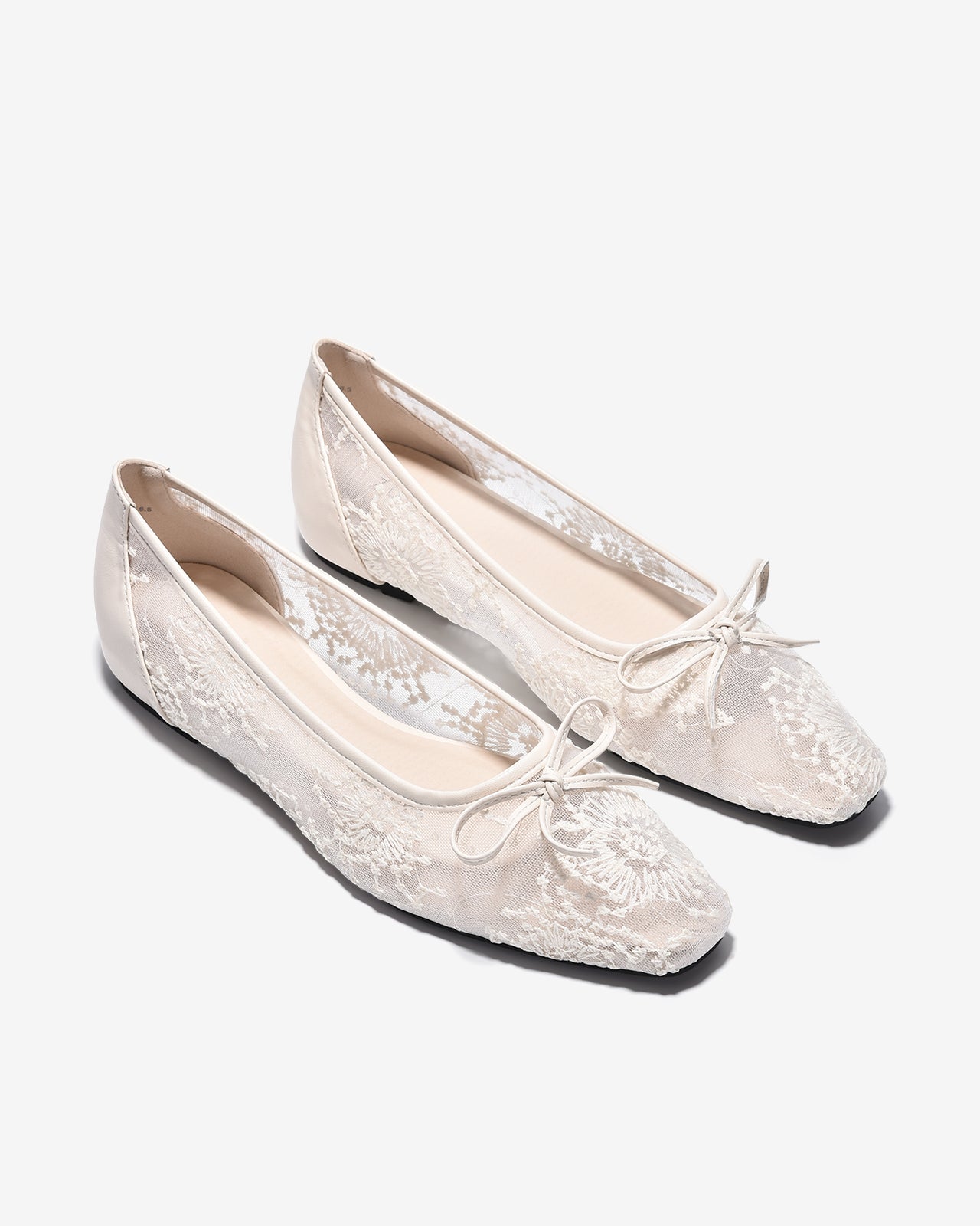 Giày Búp Bê Zucia Vải Ren Thêu Hoa-GTHA9-Trắng Color2