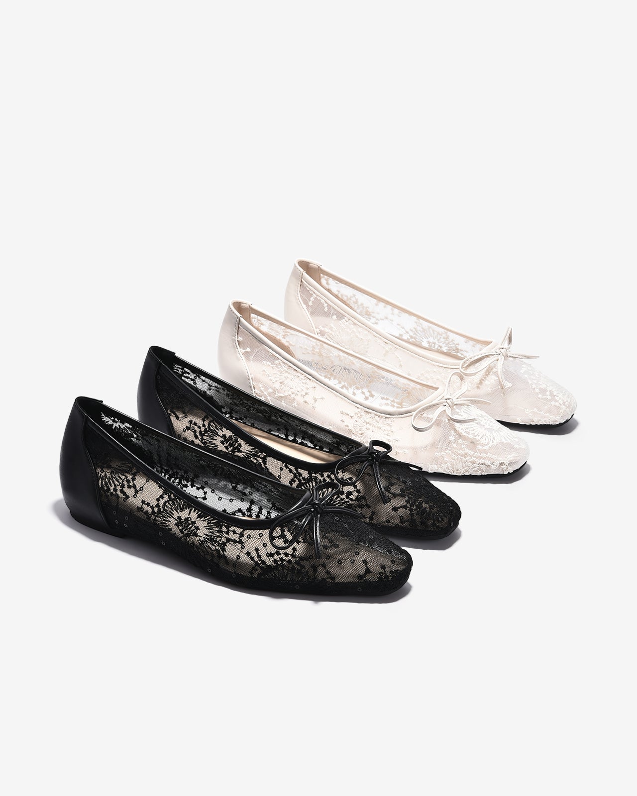 Giày Búp Bê Zucia Vải Ren Thêu Hoa-GTHA9-Trắng Color2