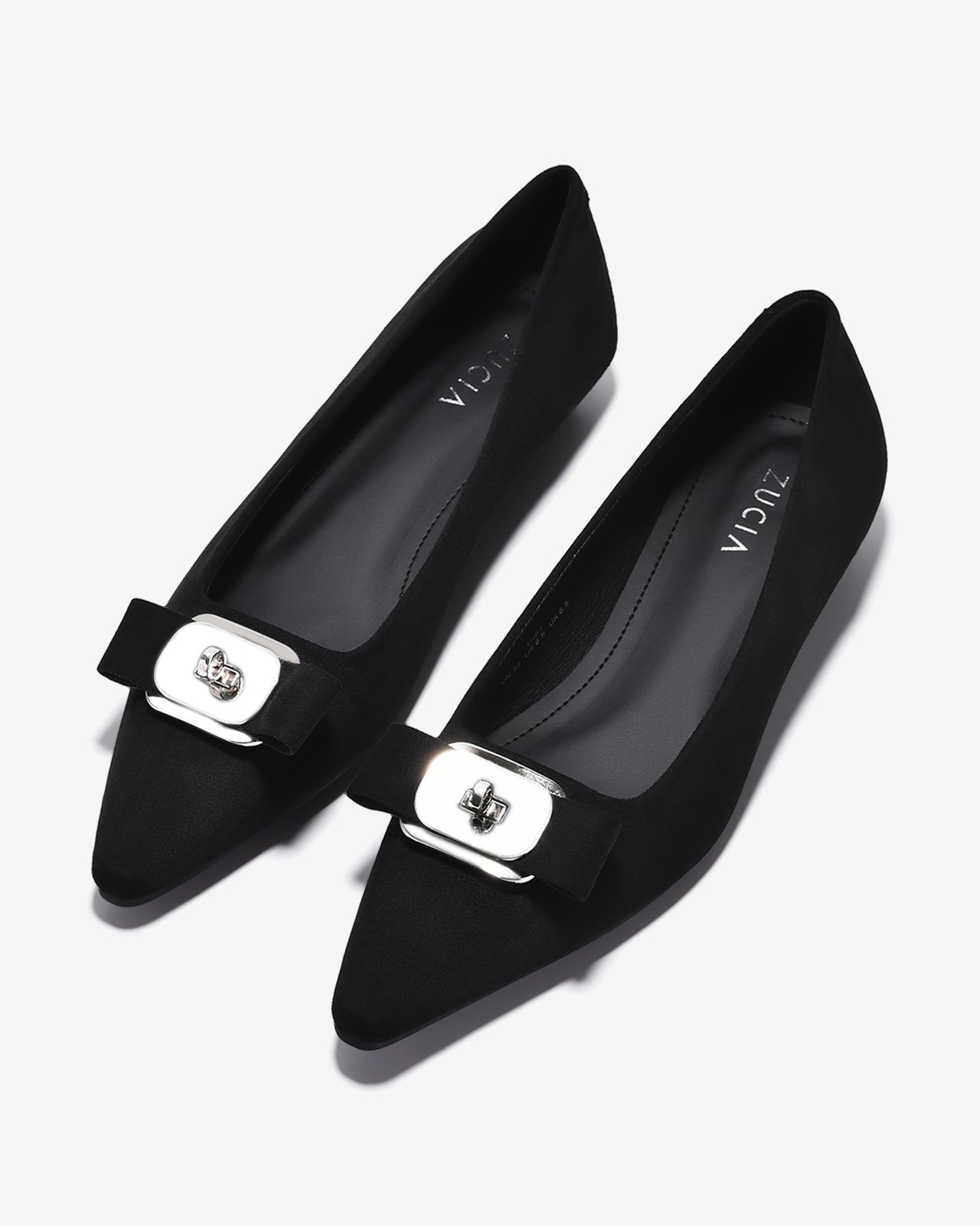 Giày Búp Bê Nữ Zucia Đính Nơ Mũi Nhọn-GTHB1-Đen Color2