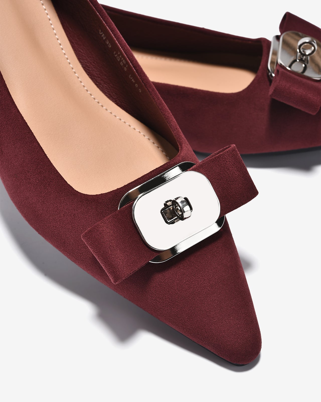 Giày Búp Bê Nữ Zucia Đính Nơ Mũi Nhọn-GTHB1-Đỏ Color1