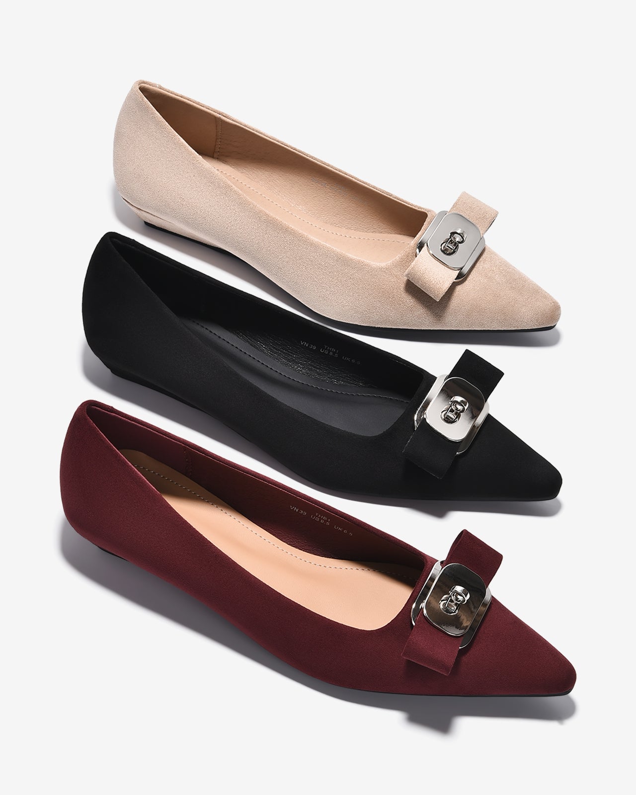 Giày Búp Bê Nữ Zucia Đính Nơ Mũi Nhọn-GTHB1-Đỏ Color2