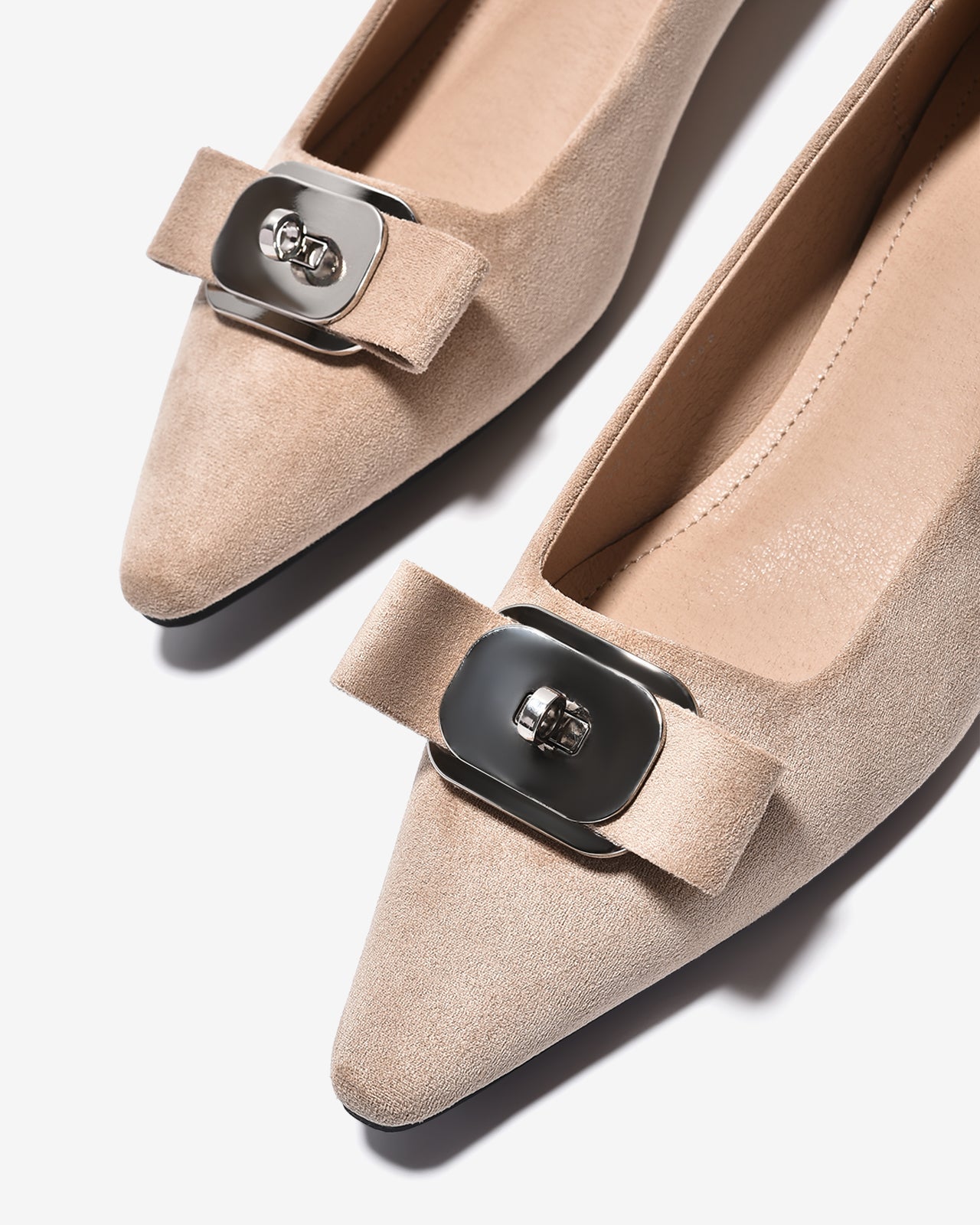 Giày Búp Bê Nữ Zucia Đính Nơ Mũi Nhọn-GTHB1-Kem Color3