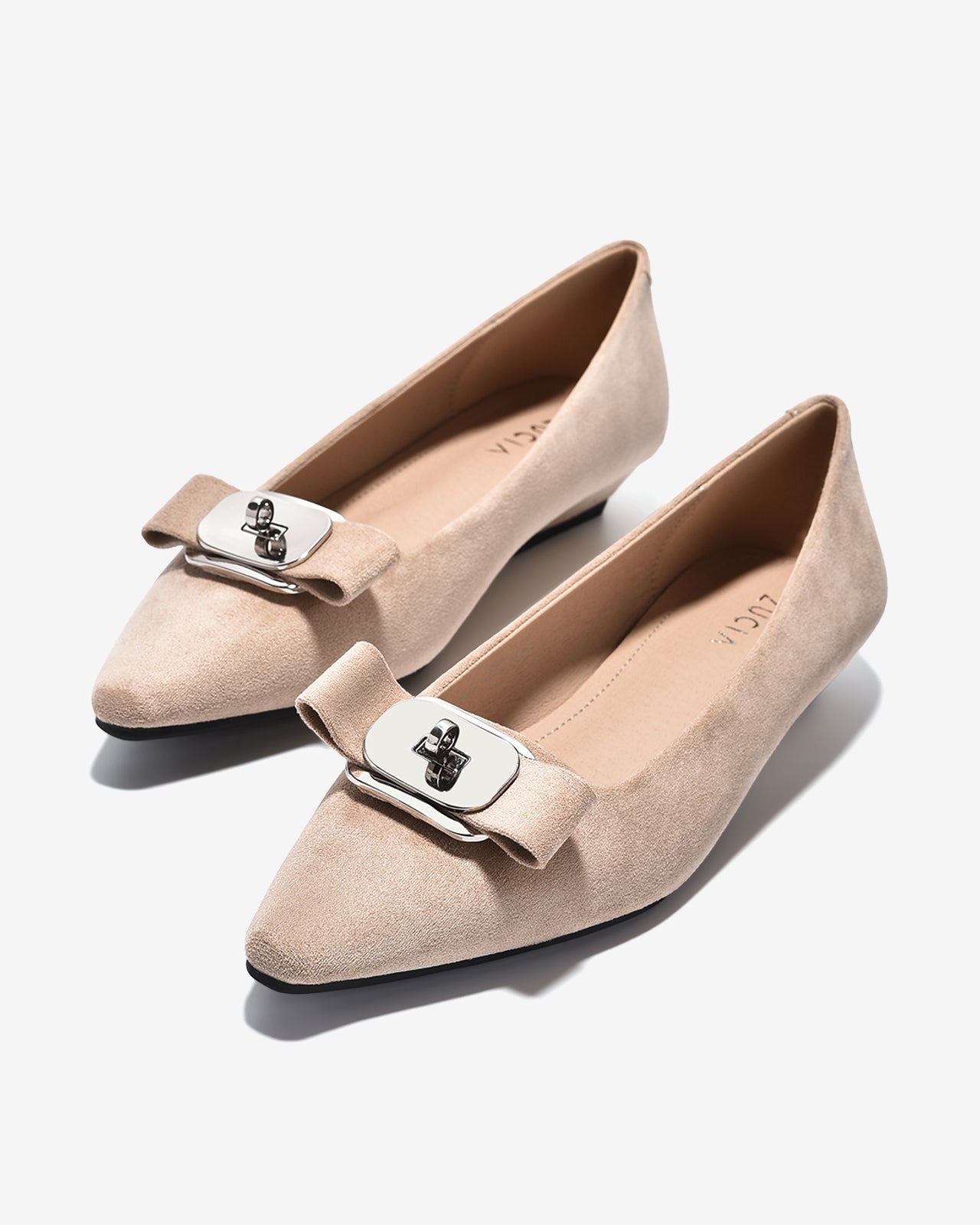 Giày Búp Bê Nữ Zucia Đính Nơ Mũi Nhọn-GTHB1-Kem Color1