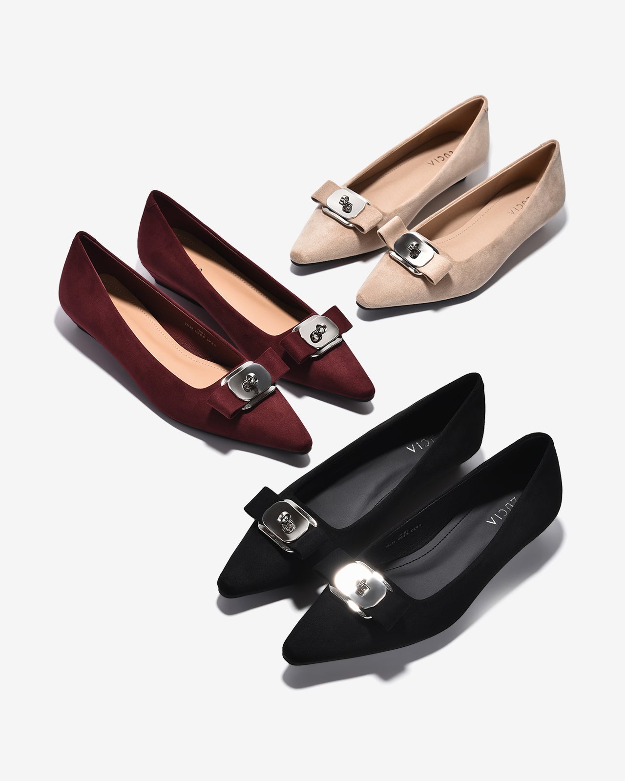 Giày Búp Bê Nữ Zucia Đính Nơ Mũi Nhọn-GTHB1-Kem Color1