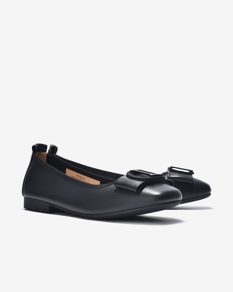 Giày Búp Bê Zuciani Nơ Khóa Cách Điệu-GCL12-Đen Color3