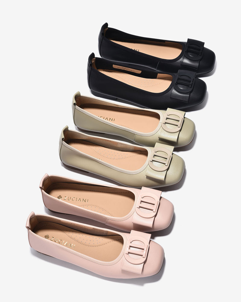 Giày Búp Bê Zuciani Nơ Khóa Cách Điệu-GCL12-Đen Color3