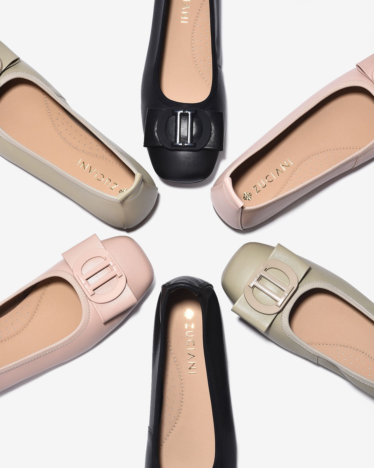 Giày Búp Bê Zuciani Nơ Khóa Cách Điệu-GCL12-Hồng Color1