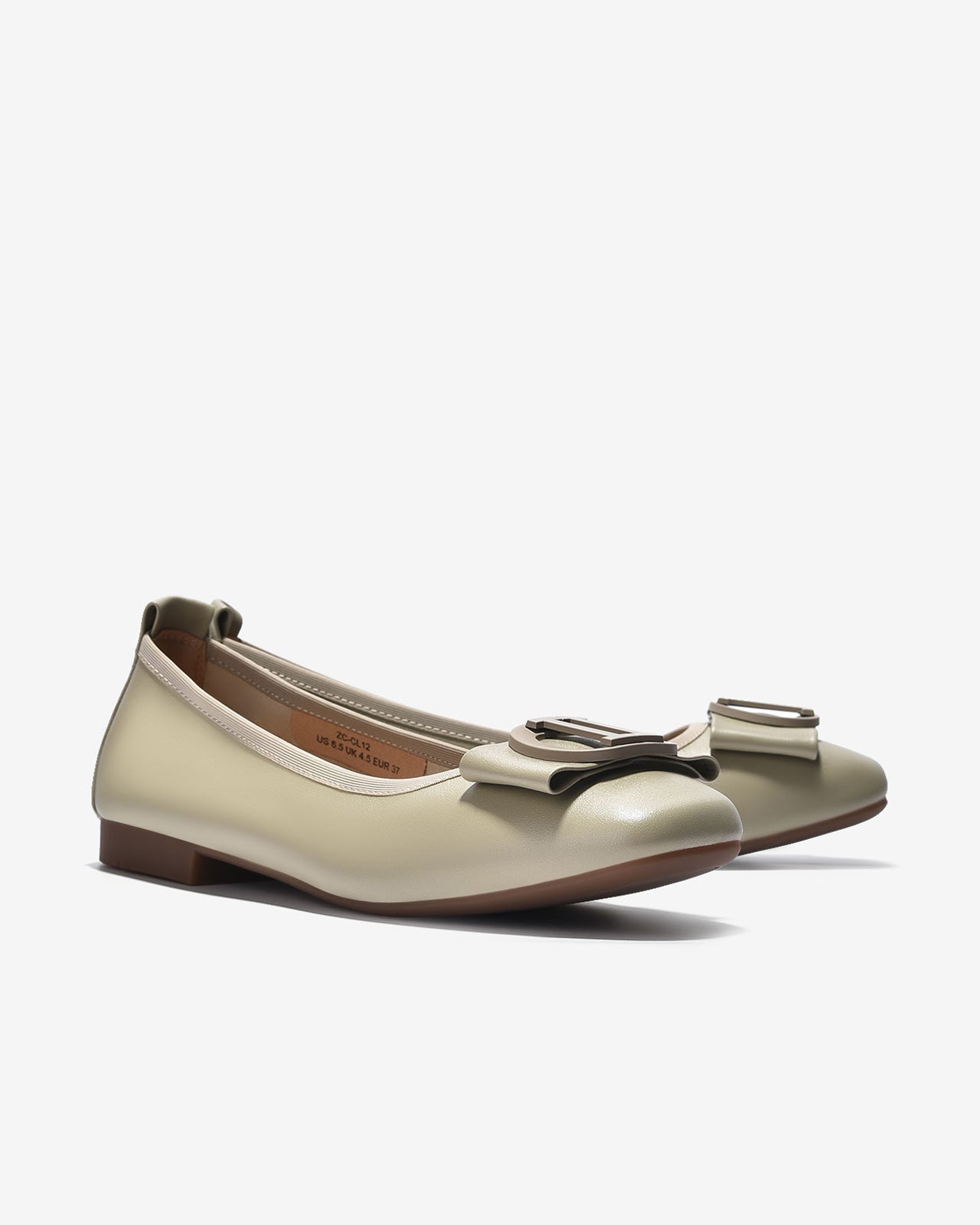 Giày Búp Bê Zuciani Nơ Khóa Cách Điệu-GCL12-Xanh Lá Color1