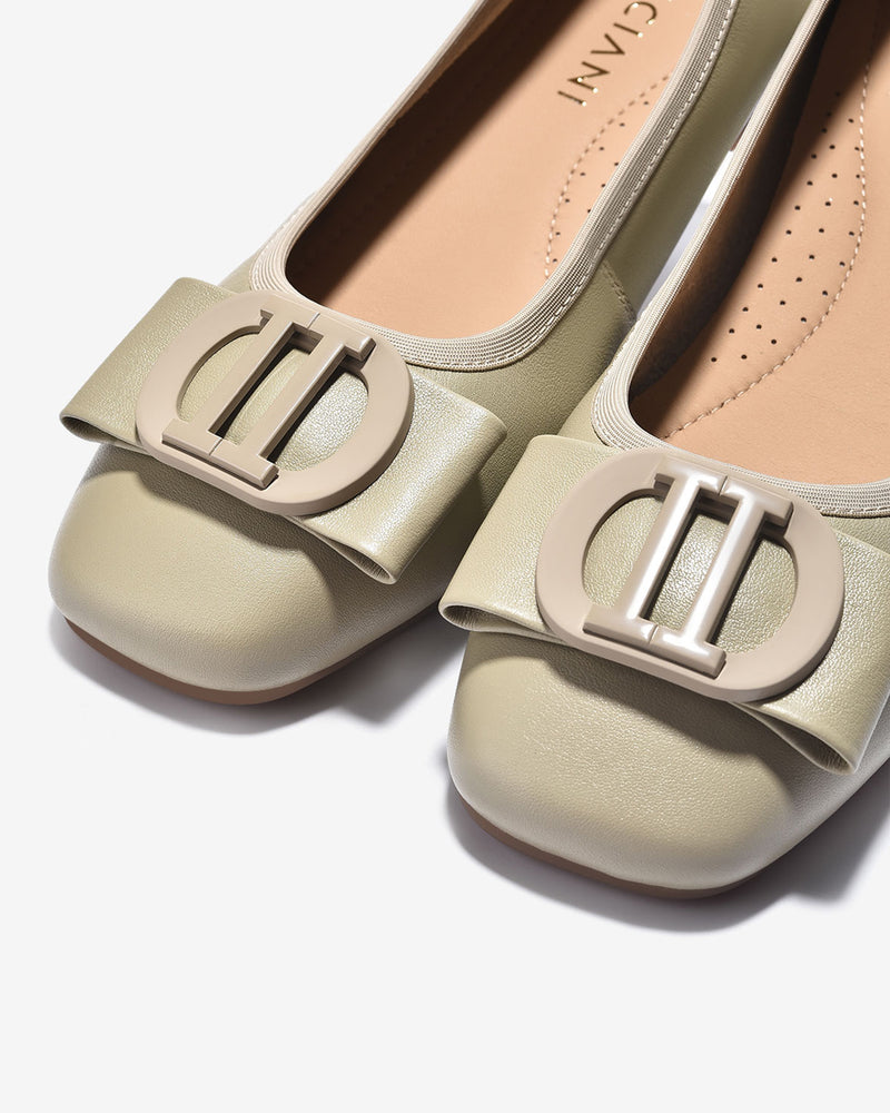 Giày Búp Bê Zuciani Nơ Khóa Cách Điệu-GCL12-Xanh Lá Color1