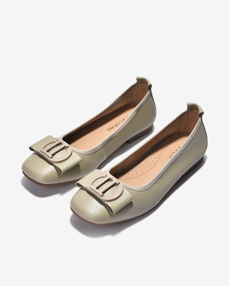 Giày Búp Bê Zuciani Nơ Khóa Cách Điệu-GCL12-Xanh Lá Color2