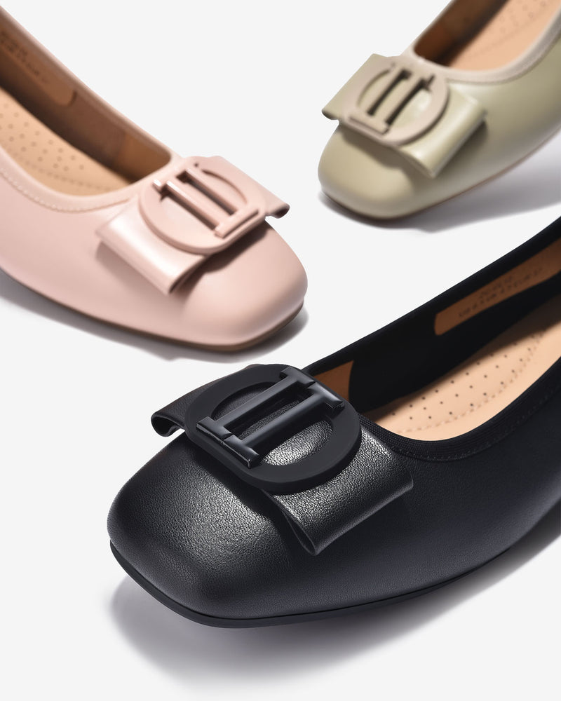 Giày Búp Bê Zuciani Nơ Khóa Cách Điệu-GCL12-Xanh Lá Color2
